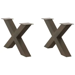 Noge za klub stolić u obliku slova X, 2 kom, prirodni čelik, 70 x (42-43) cm, čelik