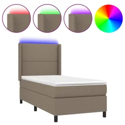 Vidaxl Box spring postelja z vzmetnico LED taupe 100x200 cm blago