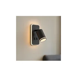 LED zidni spot PIPE 1xGU10/10W/230V + LED/6W crna