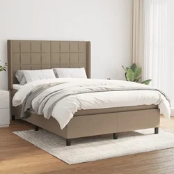 shumee Box spring postelja z vzmetnico taupe 140x200 cm blago