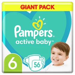 Pampers pelene active baby giant pack 6 extra large 15+kg 56kom