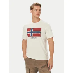 Napapijri Majica S-Flag Tiki Ss NP0A8A6IN1A1 Bela Regular Fit