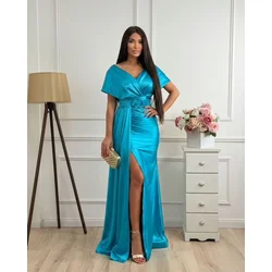 Squareonline Ženska haljina Blue Satin Charm, Svetloplava