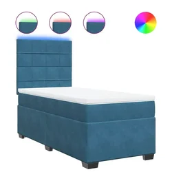 Vidaxl Box spring postelja z vzmetnico modra 100x200 cm žamet