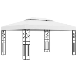 VIDAXL paviljon z dvojno streho 3x4 m bel