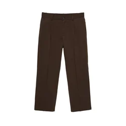 Pull&Bear Hlače z naborki temno rjava