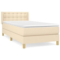 Greatstore Box spring postelja z vzmetnico krem 100x200 cm blago