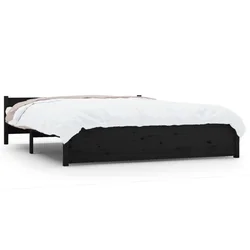 Vidaxl Posteljni okvir črn iz trdnega lesa 140x190 cm
