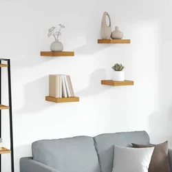 Polica na zidu 4 pcs Smeđa 23 x 23,5 x 4 cm Konstruirano drvo