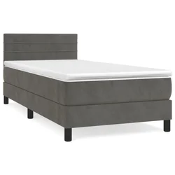 Vidaxl Box spring postelja z vzmetnico temno siva 80x200 cm žamet