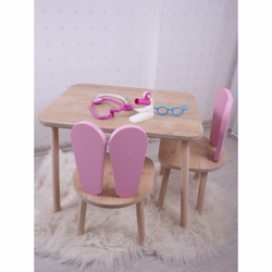 HANAH HOME Dečiji sto i stolice Bunny Two Chair Set Pink Brown