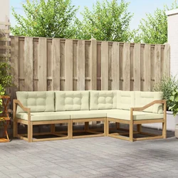 Set vanjskih sofa s jastukom 3 pcs Bijela i krem Poliester