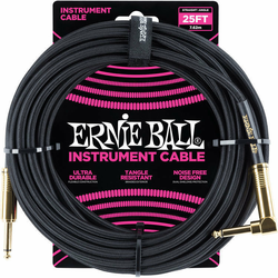 Ernie Ball 25 Braided Straight/Angle Instrument Cable Black