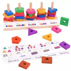 Lesena igrača Montessori za razvrščanje oblik