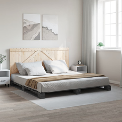 Okvir za krevet s uzglavljem sivi 200 x 200 cm masivna borovina