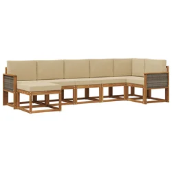 Set vanjskih sofa s jastukom 7 pcs Prirodna i bež Poliester