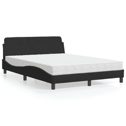 Krevet s madracem Dover crni 140x200 cm baršunasti
