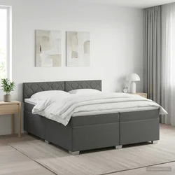 vidaXL Postelja boxspring z vzmetnico Temno siva 200 x 200 cm Blago