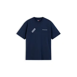 Tommy Jeans Majica mornarska / živo rdeča / bela