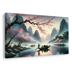 Slika ribiči pod sakuro - 90x60