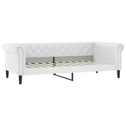 Vidaxl Raztegljiva postelja bela 100x200 cm umetno usnje