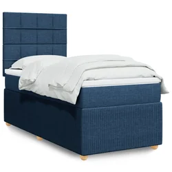 vidaXL Box spring postelja z vzmetnico modra 90x200 cm blago