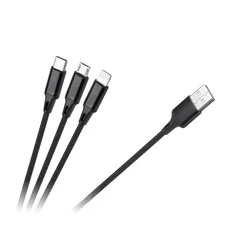 shumee 3v1 USB - micro USB C Lightning kabel 100 cm