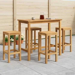 Vanjski bar set 5 pcs Neprerađeno Čvrsto teak drvo