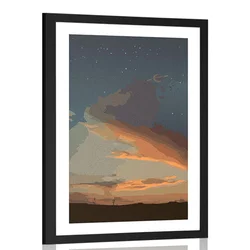 Plakat s paspartujem čarobna noč v naravi - 60x90 white