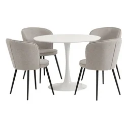 RINGSTED O100 sto bela + 4 RISSKOV svetlo siva