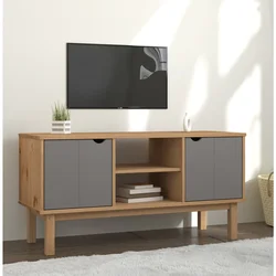 TV ormarić OTTA smeđe-sivi 113,5x43x57 cm od masivne borovine