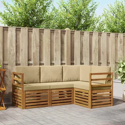 Setovi sofa s jastukom 4 pcs Prirodna i bež Čvrsto drvo akacije