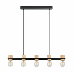 EGLO Viseća lampa CHIEVELEY 5xE27 88,5 cm crna/drvo 43541