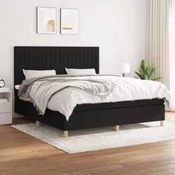 shumee Box spring postelja z vzmetnico črna 160x200 cm blago