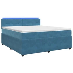 vidaXL Postelja boxspring z vzmetnico Modra 140 x 200 cm Žamet