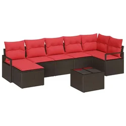 Set sofe s jastukom s pohranom 8 pcs Smeđa i crvena poliratan