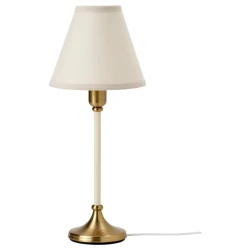 FLYGHÖJD Stona lampa, mesing/bež, 54 cm
