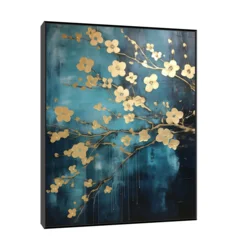 Canvas Slika na platnu Cvetni odsjaj, Sa ramom, 100 x 125 cm, Crni