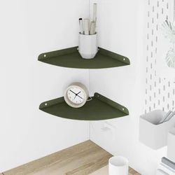 Lebdeća polica s policom 2 pcs Maslinasto zelena 24 x 24 x 2 cm