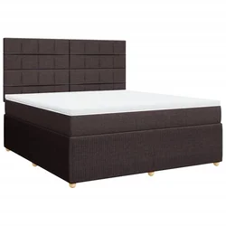 Vidaxl Box spring postelja z vzmetnico temno rjava 180x200 cm blago