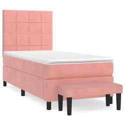 Vidaxl Box spring postelja z vzmetnico roza 80x200 cm žamet