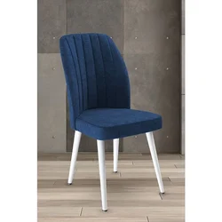 Hanah Home set trpezarijskih stolica Platinum 8 kom, teget tkanina Jerry, bele metalne noge