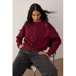 Trendyol Milla ženski duks Twoaw26Sw00240, burgundac-bordo