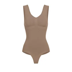 cfab Oblikovanje postave Tank Bodysuit Sculpting Shapewear mit String karamel