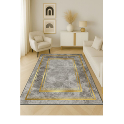 Conceptum Hypnose tepih HM-CRP25-37, pravougaoni, 100 x 140 cm, sivo-zlatna boja