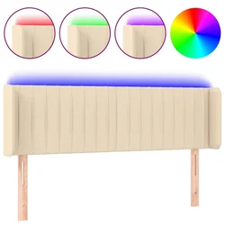 Vidaxl LED posteljno vzglavje krem 147x16x78/88 cm blago