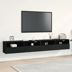 TV zidni ormar Zidne 2 pcs Crni hrast 100 x 30 x 30 cm