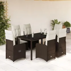 7-dijelni vrtni bistro set od poliratana s jastucima smeđi