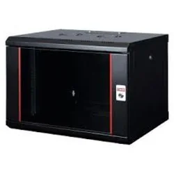 Lande Nazidni ormar 6U dim.600x600mm, staklena vrata,crni,100kg FP ( Ln-wb-06u6060-bl-f )