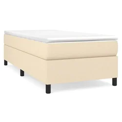 Vidaxl Box spring postelja z vzmetnico krem 100x200 cm blago